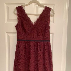 LOFT Maroon Lace V-Neck Dress
